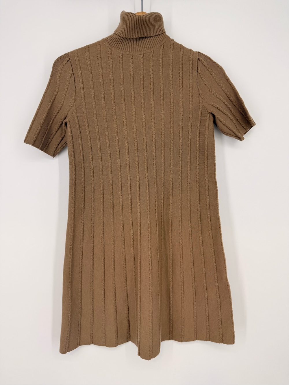 COS Brown Ribbed Turtleneck Mini Dress